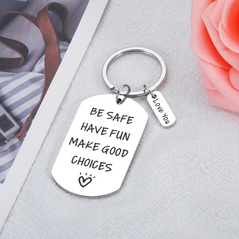 EuniGem Valentines Gifts for Son Daughter Birthday Gifts for Teenage Boys Girls Be Safe Have Fun Keychain Inspirational Gifts for Men Women Graduation Christmas New Driver Gifts from Mom Dad in Kuwait
