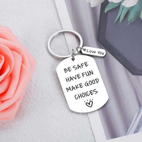 EuniGem Valentines Gifts for Son Daughter Birthday Gifts for Teenage Boys Girls Be Safe Have Fun Keychain Inspirational Gifts for Men Women Graduation Christmas New Driver Gifts from Mom Dad in Kuwait