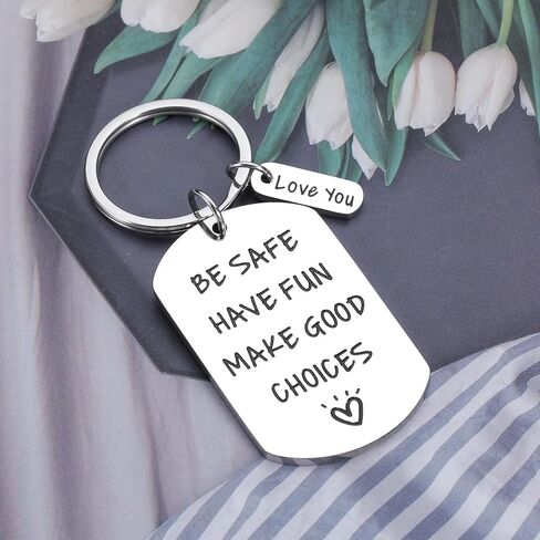 EuniGem Valentines Gifts for Son Daughter Birthday Gifts for Teenage Boys Girls Be Safe Have Fun Keychain Inspirational Gifts for Men Women Graduation Christmas New Driver Gifts from Mom Dad in Kuwait