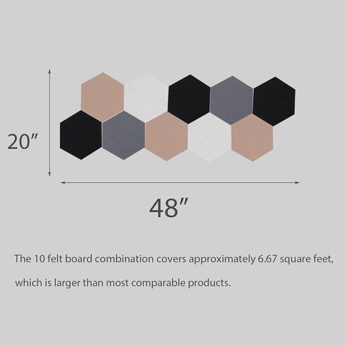 10Pcs Hexagon Felt Board Tiles Wall Cork Board (Large), Adhesive Felt Bulletin Pin Memo Board for Photos Pictures Office (ColorA Large) in Kuwait