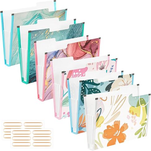 مجلدات ملفات بلاستيكية ملونة من Ospelelf مع جيوب بحجم الحروف 8.5 × 11 مجلدات قابلة للتوسيع للمستندات والمدرسة، 6 عبوات in Kuwait