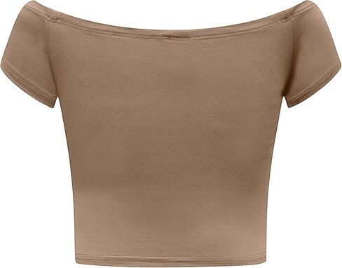 OThread & Co. Women's Off Shoulder Short Sleeve Crop Top Comfy Basic Stretch Layer Shirt in Saudi Arabia