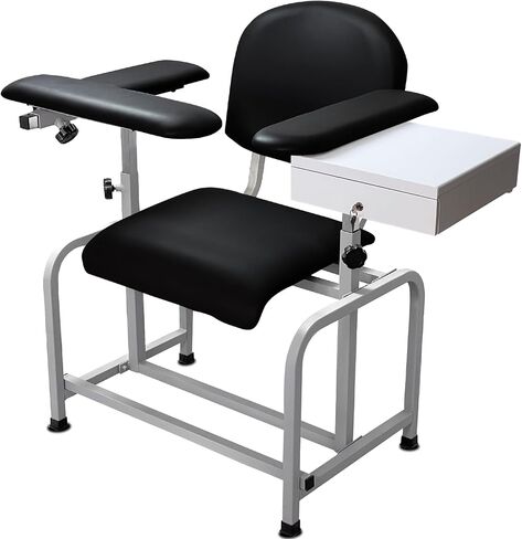 Helsevesen Large Padded Phlebotomy Chair with Large Drawer, Black in Saudi Arabia