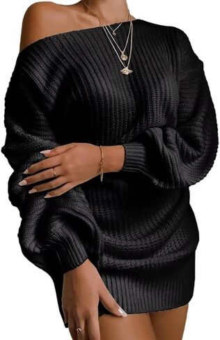 Off The Shoulder Sweater Dress Fall Dress Winter Dress for Women Cable Crochet Knitted Jumper Sweater in Saudi Arabia