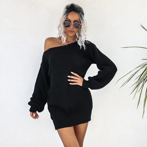 Off The Shoulder Sweater Dress Fall Dress Winter Dress for Women Cable Crochet Knitted Jumper Sweater in Saudi Arabia