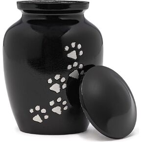 Eternal Harmony Cremation Urn for Animal Ashes | Funeral Urn Carefully Handcrafted with Elegant Finishes to Honor and Remember Your Pet | Dogs and Cats Urn with Beautiful Velvet Bag (Black, Large)