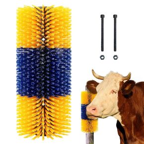 Soft Cow Brush Livestock Scratching Brush, Grooming Kit for Horse, Cattle, Sheep, Pig Relieve Itching on the Back, Cow Scratching Post Tool, Easy Installation for Barn, Pen, Durable Cow Bristle Brush