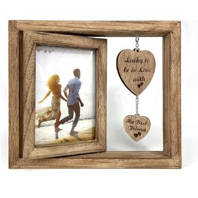 Ylu Yni 4x6 Picture Frame, Rustic Wooden Double Sided Photo Frames, Creative Vase for Plants and Flowers, Engagement Gifts for Women, Valentines Day Decor