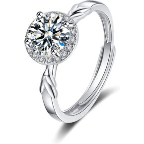 Hodea 9Pcs Round Cut Solitaire Rings Diamond Ring Bride Ring Engagement Wedding Ring AAAAA Cubic Zirconia Rings Princess Cut Jewelry for Her Anniversary