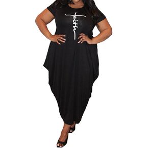 ZAWARA Womens Faith Dress, Oversize Casual Faith T-Shirt Dress Irregular Hem Splicing Long Dress with Pocket