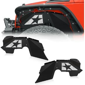 Front Inner Fender Liners Compatible with 2007-2018 Jeep Wrangler JK & JKU Unlimited Sport Sahara Rubicon, Bolt-on Style Wheel Well Cover Steel Mud Guards Fenders Flares (2/4 Doors)
