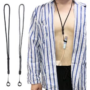 Peritoneal Transfer Set Holder - Abdomen Tube Support Shower Belt, Adjustable Neck Belt Cord with 16mm Silicone Rings (2PCS Lanyards + 2PCS 16mm Rings)