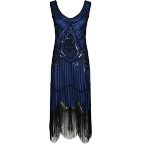 Ro Rox Great Gatsby 1920's Cocktail Party Sequin Tassel Flapper Dress Vintage