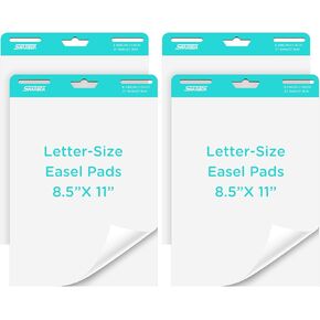 Lined Sticky Easel Pad, 25 in x 30 in,Flip Chart Paper,Sticky Chart Paper for Teachers, Large Self-Stick Easel Paper,Super Sticky & Bleed-Resistant,30 Sheets/Pad,4 Pads(White Lined)