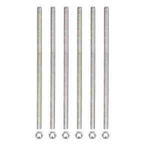 Fully Threaded Rod (with 12 Pcs Hex Nuts),Stainless Steel Fully Threads Studs[for Assembly Fastening Hangers U-Bolts] - M10 x 250mm,1.5mm Pitch/Silver/ 12 Pcs