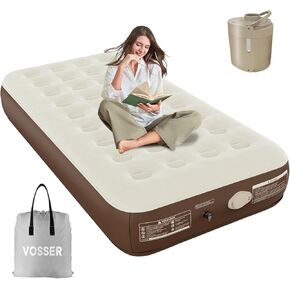 Queen Air Mattress with Built-in Pump,Self Inflatable Mattress with Cordless Removable Lithium Battery Pump, Blow Up Mattress with Storage Bag,Foldable Rest Airbed for Home, Camping & Guests