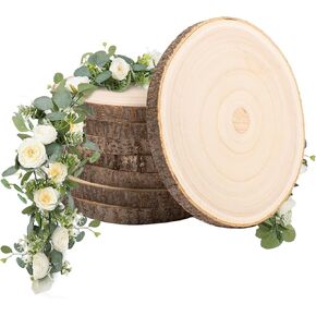 Defined Deco 8 pcs Large Unfinished Wooden Slices for Table Centerpieces, 9-10 inch Unfinished Round Natural Wood Slabs for DIY Crafts, Rustic Wood Circles for Wedding, Party, Christmas, Home Decor