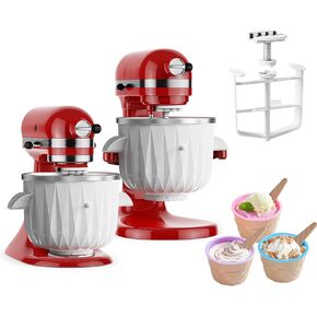 TPGSING Ice Cream Maker Attachment for KitchenAid Stand Mixer, Compatible with 4.5Qt and Larger Stand or Tilt Mixers, 2 QT Frozen Yogurt Gelato & Sorbet Ice Cream Bowl for Kitchenaid Mixer Attachments