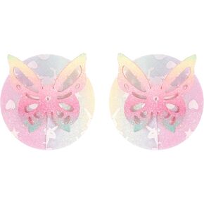 Naimo Butterfly Pasties Rhinestone Nipple Covers for Women Sexy Sticky Bra Reusable Adhesive Breast Petals Rave Pasties