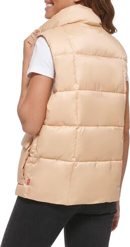 Levi's Women's Sporty Box Quilted Puffer Vest, Lightweight Apricot, Large in Saudi Arabia