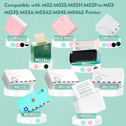 Mini Printer Paper, Compatible With M02/T02/M02S/M03/M03AS/M04S/ Sticky Note Printers, 50mm x 3.5m 3 Rolls Thermal Sticker Paper, Black Text on Light Pink/Blue/Purple, Stored for 10 Years in Kuwait