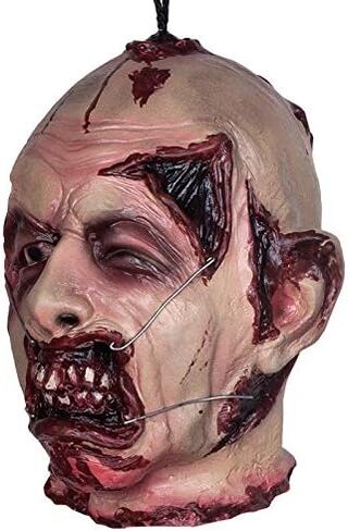 Halloween Decorations Props Scary Hanging Severed Head, Life-Size Realistic Latex Zombie Head for Haunted Houses in Saudi Arabia