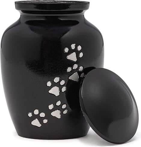 Eternal Harmony Cremation Urn for Animal Ashes | Funeral Urn Carefully Handcrafted with Elegant Finishes to Honor and Remember Your Pet | Dogs and Cats Urn with Beautiful Velvet Bag (Black, Large) in Saudi Arabia