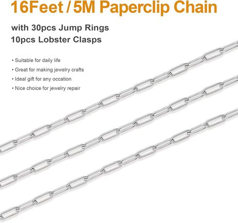 10M Gold Stainless Steel Jewelry Chain in Bulk Beaded Cable Link Chain Roll with Jump Rings and Lobster Clasps for DIY Jewelry Making Supplies in Saudi Arabia
