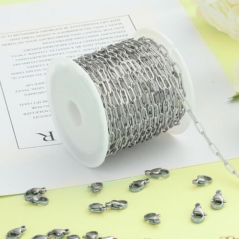 10M Gold Stainless Steel Jewelry Chain in Bulk Beaded Cable Link Chain Roll with Jump Rings and Lobster Clasps for DIY Jewelry Making Supplies in Saudi Arabia