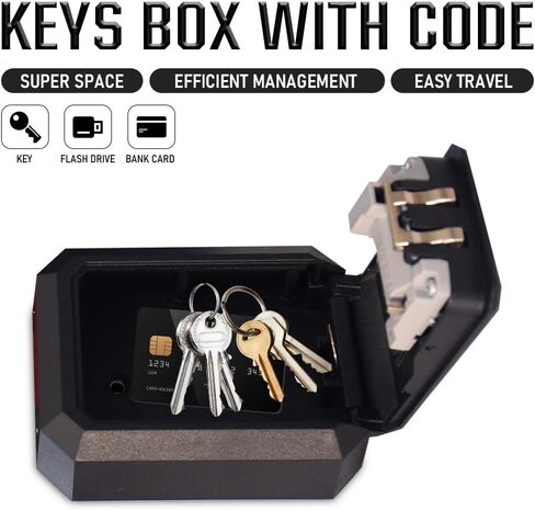 Outdoor Key Lock Box Metal Heavy, Portable And Wall Mounted With Removable Steel Shackle Or Cable Shackle Storage, Safe Waterproof Lndoor 4 Digit Combination With Resettable Code (Black) in Kuwait
