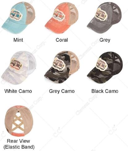 C.C Ponytail Criss Cross Messy Buns Ponycaps Baseball Cap Dad Trucker Mesh Hat (Patch Hello Sunshine Navy) in Saudi Arabia