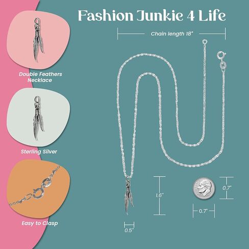 FashionJunkie4Life Sterling Silver Feather Pendant Necklace in Kuwait