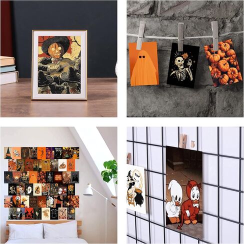 BAYKUL Halloween Wall Decor, Halloween Posters Wall Art Decor, 54pcs (4x6 inch), Aesthetic Halloween Pictures Wall Decoration for Teen Girls, Halloween Collage Kit, Witchy Room Decor in Kuwait