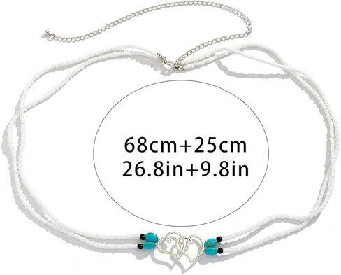 Sexy Simple Pearl Waist Chain Belt Summer Beach Beaded Belly Body Chain Jewelry Festival Rave Pearl Belly Belt Bikini Heart Pendant Body Accessory Jewelry for Women in Kuwait