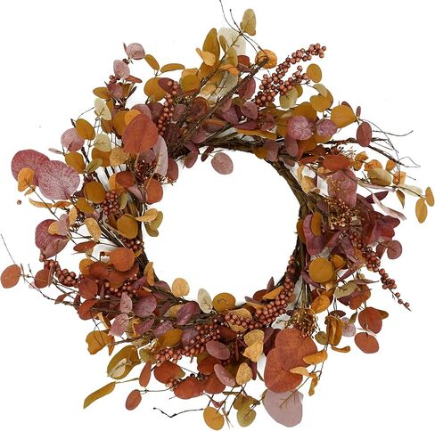 Fall Wreaths for Front Door Autumn Door Wreath 22 inch with Pumpkins,Maple Leaves,Lamb Ear Leaves for Indoor Outdoor Farmhouse Home Porch Wall Window Festival Wedding Decor in Saudi Arabia