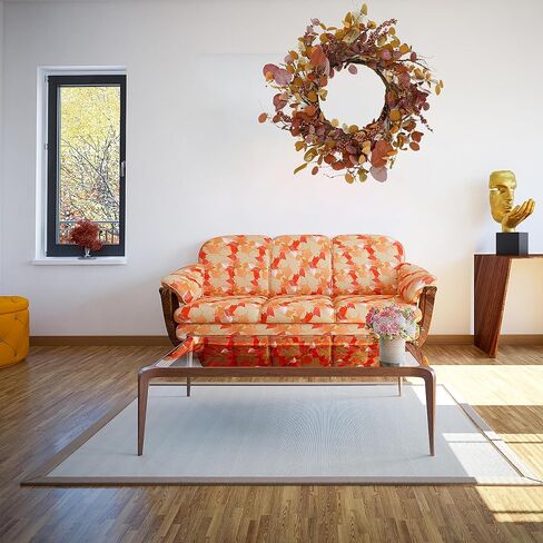 Fall Wreaths for Front Door Autumn Door Wreath 22 inch with Pumpkins,Maple Leaves,Lamb Ear Leaves for Indoor Outdoor Farmhouse Home Porch Wall Window Festival Wedding Decor in Saudi Arabia