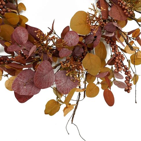 Fall Wreaths for Front Door Autumn Door Wreath 22 inch with Pumpkins,Maple Leaves,Lamb Ear Leaves for Indoor Outdoor Farmhouse Home Porch Wall Window Festival Wedding Decor in Saudi Arabia