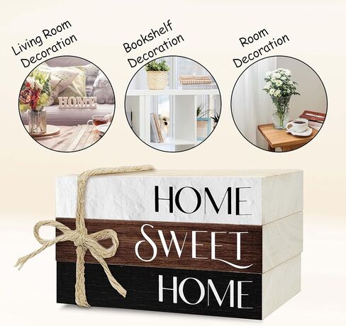 كتب زخرفية لديكور المنزل، مجموعة كتب خشبية ريفية لديكور الطاولة، كتب ديكور منزلي جميل لرف كتب غرفة المعيشة، ديكور كتب مكدسة في المزرعة (L10) in Kuwait