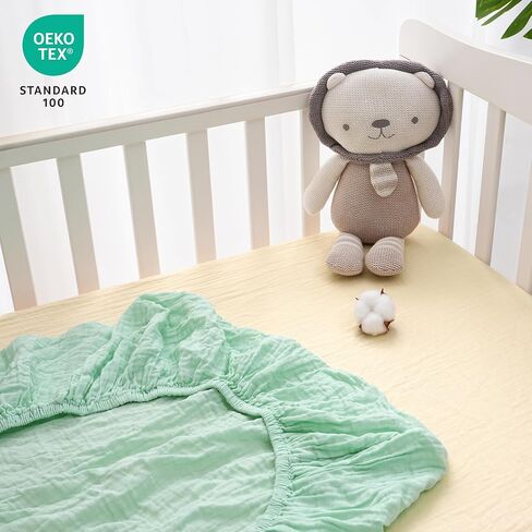 david's kids Muslin Crib Sheets for Boys Girls, 2 Pack 100% Cotton Soft Breathable Fitted Baby Neutral Sheet Set, Standard 52"x28" Crib and Toddler Mattress, Sage Green & Dusty Blue in Saudi Arabia