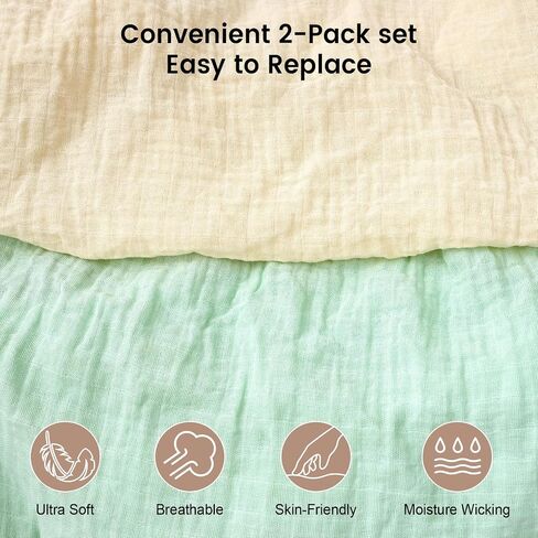 david's kids Muslin Crib Sheets for Boys Girls, 2 Pack 100% Cotton Soft Breathable Fitted Baby Neutral Sheet Set, Standard 52"x28" Crib and Toddler Mattress, Sage Green & Dusty Blue in Saudi Arabia