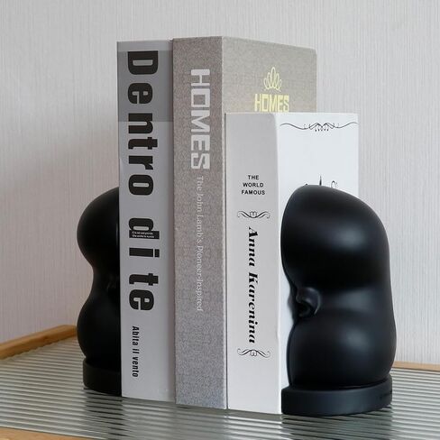 Kidney Bookend for Shelves Decorative, Handmade Kidney Sculpture Bookends Supports, Black Non-Skid Book Stoppers for Heavy Books, Heavy Duty Book Ends for Home Office School(1 Pair) in Saudi Arabia