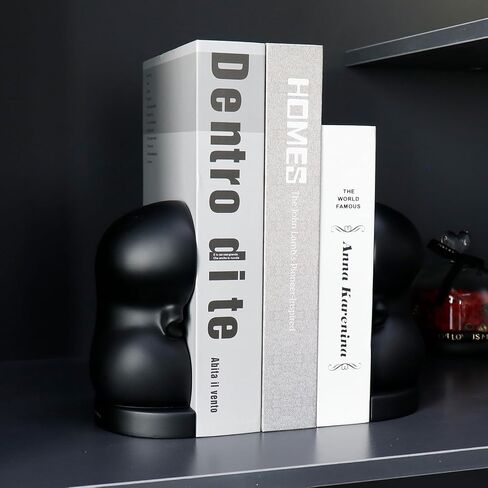Kidney Bookend for Shelves Decorative, Handmade Kidney Sculpture Bookends Supports, Black Non-Skid Book Stoppers for Heavy Books, Heavy Duty Book Ends for Home Office School(1 Pair) in Saudi Arabia
