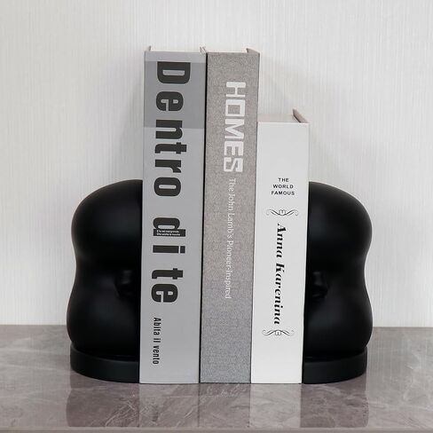 Kidney Bookend for Shelves Decorative, Handmade Kidney Sculpture Bookends Supports, Black Non-Skid Book Stoppers for Heavy Books, Heavy Duty Book Ends for Home Office School(1 Pair) in Saudi Arabia