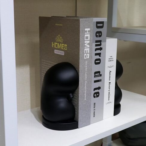 Kidney Bookend for Shelves Decorative, Handmade Kidney Sculpture Bookends Supports, Black Non-Skid Book Stoppers for Heavy Books, Heavy Duty Book Ends for Home Office School(1 Pair) in Saudi Arabia