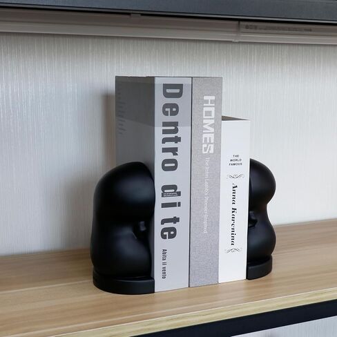 Kidney Bookend for Shelves Decorative, Handmade Kidney Sculpture Bookends Supports, Black Non-Skid Book Stoppers for Heavy Books, Heavy Duty Book Ends for Home Office School(1 Pair) in Saudi Arabia