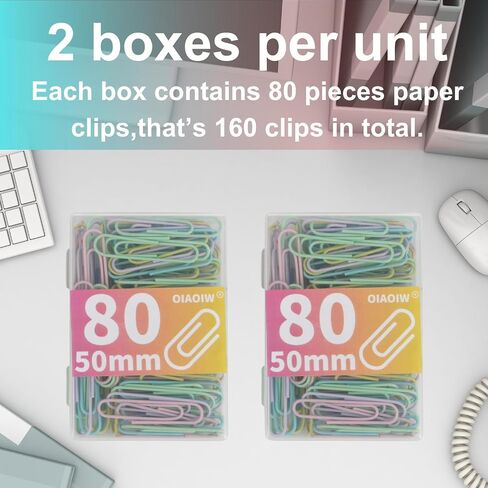 Macaron Colored Paper Clips 400 PCS Small Size Paper Clip 1.1 Inch (28mm) 2 Boxes of 200 PCS Each PaperClips Suitable for Office School Paperwork and Daily Use in Saudi Arabia