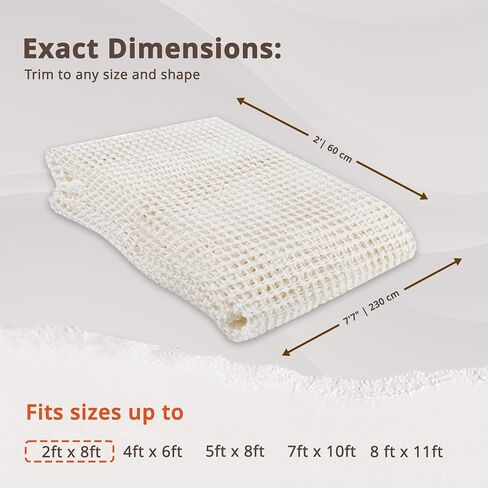 RUG BRANCH Extra Strong Rug Pad Gripper, Grips Keep Area Rugs in Place, Skid Resistant Pads for Hard & Soft Floors, Under Carpet Mat Cushion and Hardwood Floor Protection for Runner Rugs - 2' x 8' in Saudi Arabia