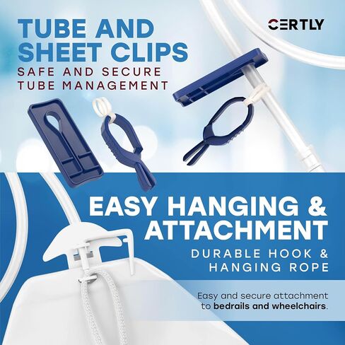 Urinary Drainage Bag 2000mL with Hook, Hanging Rope, Tube Clip, Sheet Clip - Anti- Reflux Leakproof Disposable Urine Bag for Incontinence and Hospital Care - 2000 mL Catheter Bags for Men and Women in Saudi Arabia