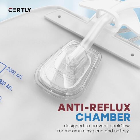 Urinary Drainage Bag 2000mL with Hook, Hanging Rope, Tube Clip, Sheet Clip - Anti- Reflux Leakproof Disposable Urine Bag for Incontinence and Hospital Care - 2000 mL Catheter Bags for Men and Women in Saudi Arabia