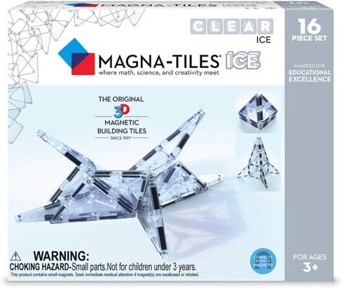 MAGNA-TILES Ice مجموعة بناء مغناطيسية مكونة من 16 قطعة، العلامة التجارية الأصلية للبناء المغناطيسي in Kuwait